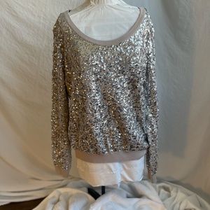 H&M Silver sequin sweater Sz M